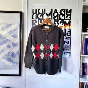 ALFRED Dunner sweater, size M, argyle, vintage, made in USA, excellent condition